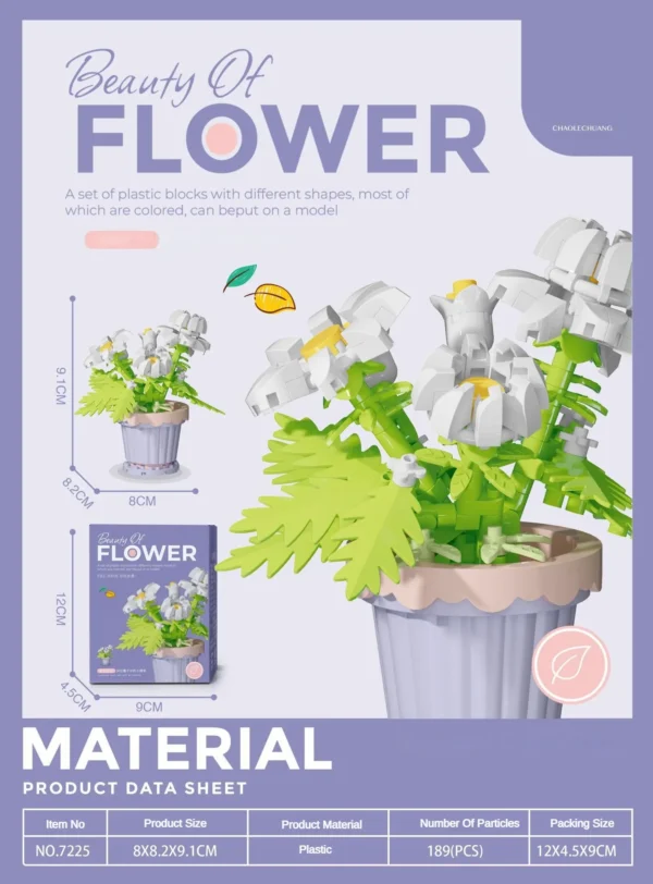 Potted Plant (White Flower) Building Blocks