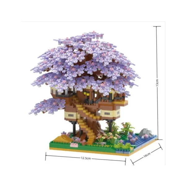 Purple Cherry Blossoms Tree House Building Blocks - Image 2