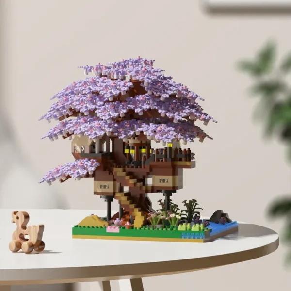 Purple Cherry Blossoms Tree House Building Blocks