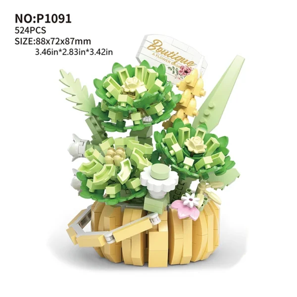 Garnish Green Basket Flowers Bricks Set