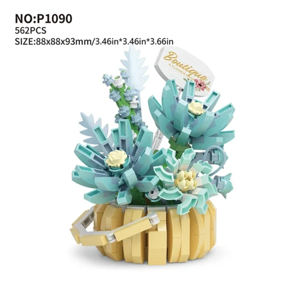 Mild Magenta Flower Basket Bricks Set