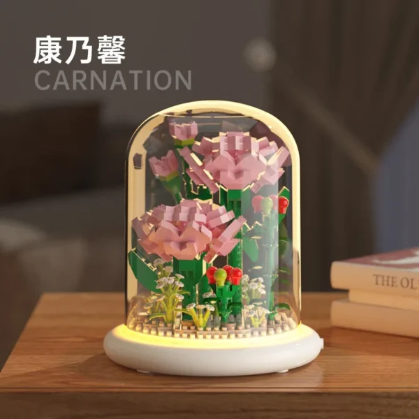 Transparent Cover Flower Bricks Set (Carnation)