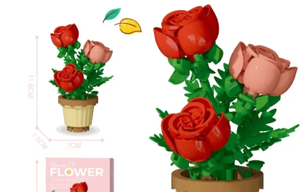 Potted Plant (Red Roses) Building Blocks - Image 2